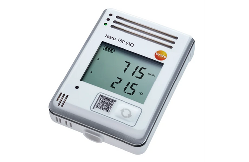testo 160 IAQ - Funk-Datenlogger mit Display und integrierten Sensoren für Temperatur, Feuchte, CO2 und atmosphärischen Druck
