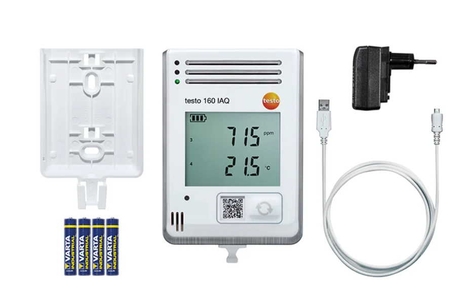 testo 160 IAQ - Funk-Datenlogger mit Display und integrierten Sensoren für Temperatur, Feuchte, CO2 und atmosphärischen Druck