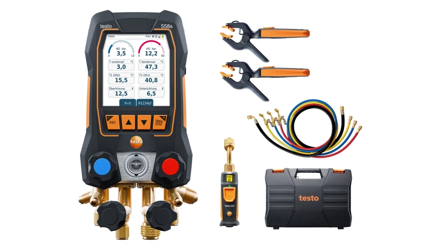 testo 558s Smart Vakuum Set mit Füllschläuchen - Smarte digitale Monteurhilfe mit kabellosen Temperatur- und Vakuum-Sonden und 4er-Füllschlauchsatz