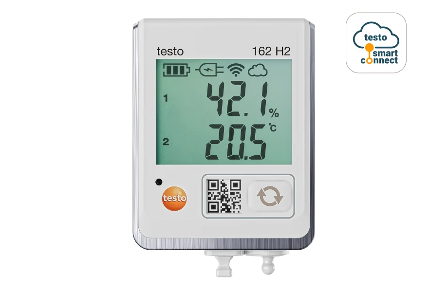 testo 162 H2 - Online-Datenlogger mit Display und Anschluss für Temperatur- und Feuchtefühler