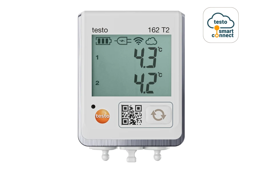testo 162 T2 - Online-Datenlogger mit Display und 2 Anschlüssen für NTC-Temperaturfühler