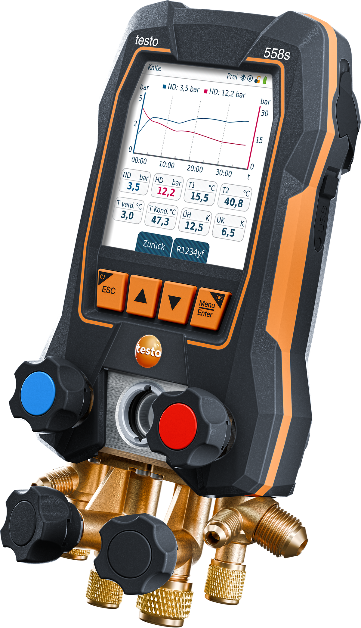 testo 558s - Digitale Monteurhilfe mit 4-Wege-Ventilblock und intuitivem Touchscreen